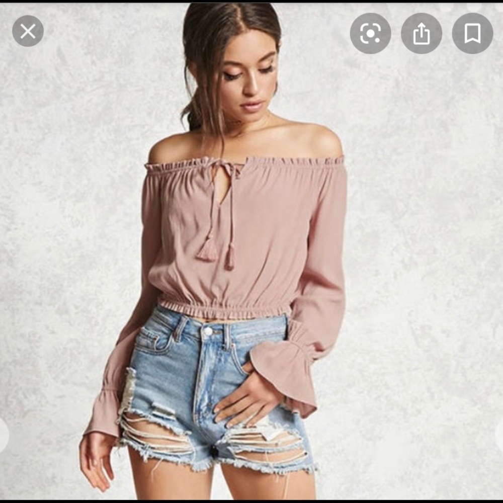 Blush off the shoulder blouse crop top